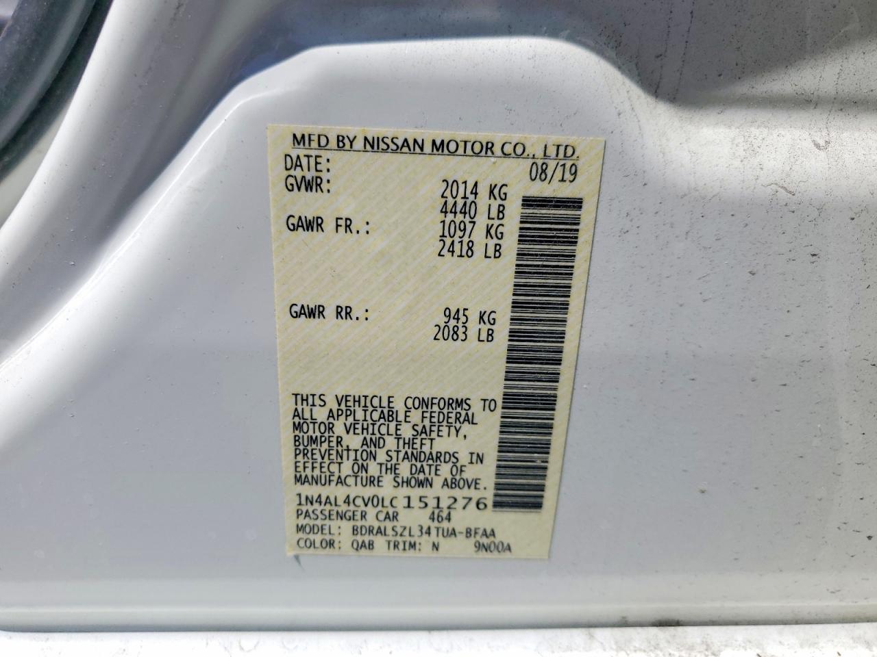 2020 NISSAN ALTIMA