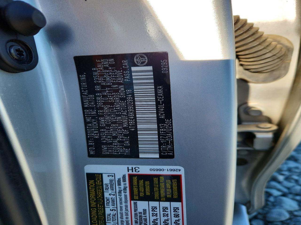 2009 TOYOTA CAMRY