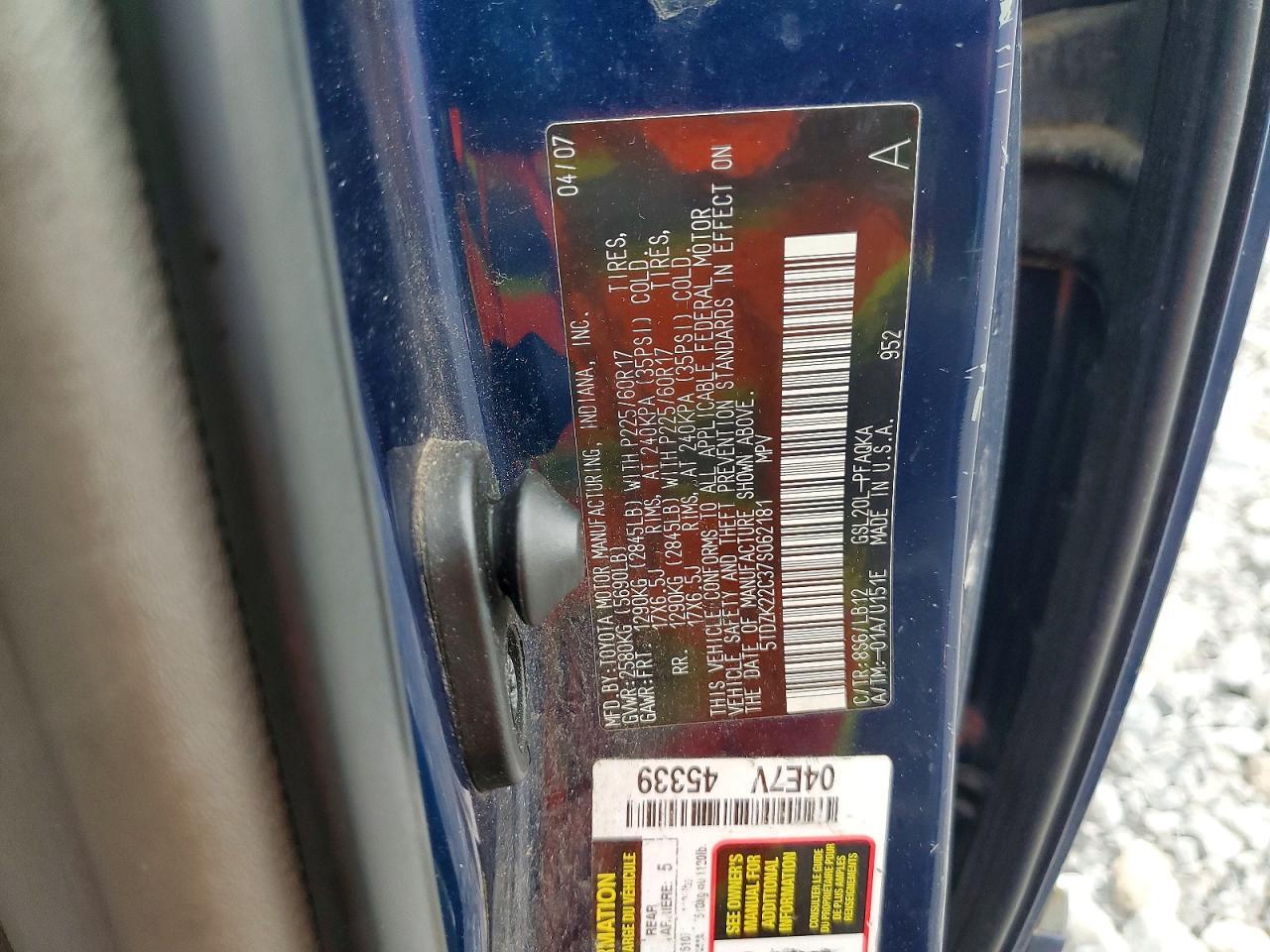 2007 TOYOTA SIENNA