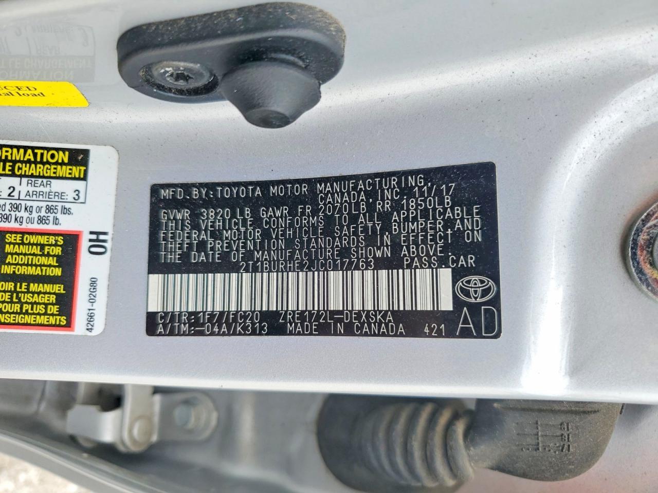 2018 TOYOTA COROLLA