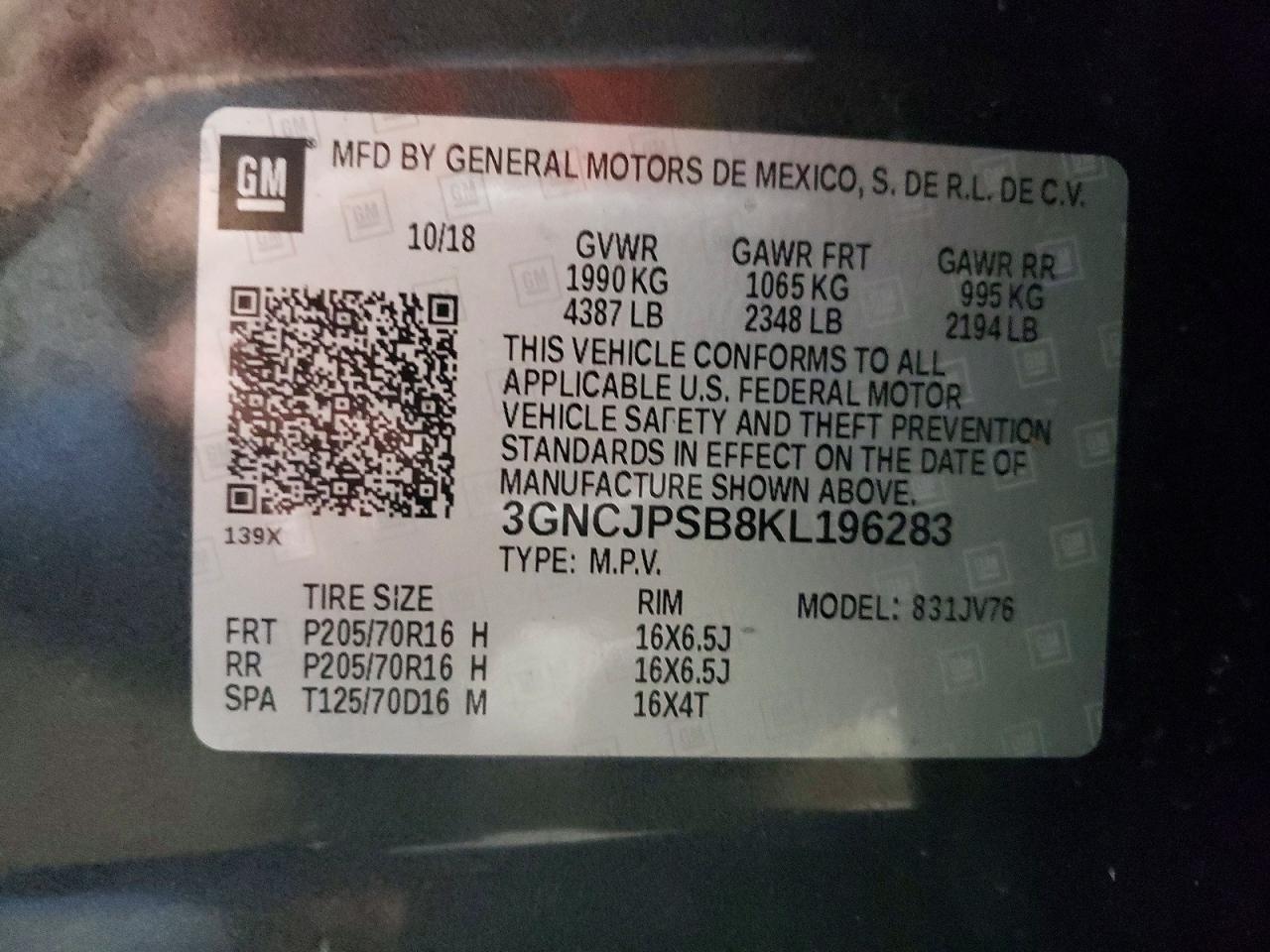 2019 CHEVROLET TRAX