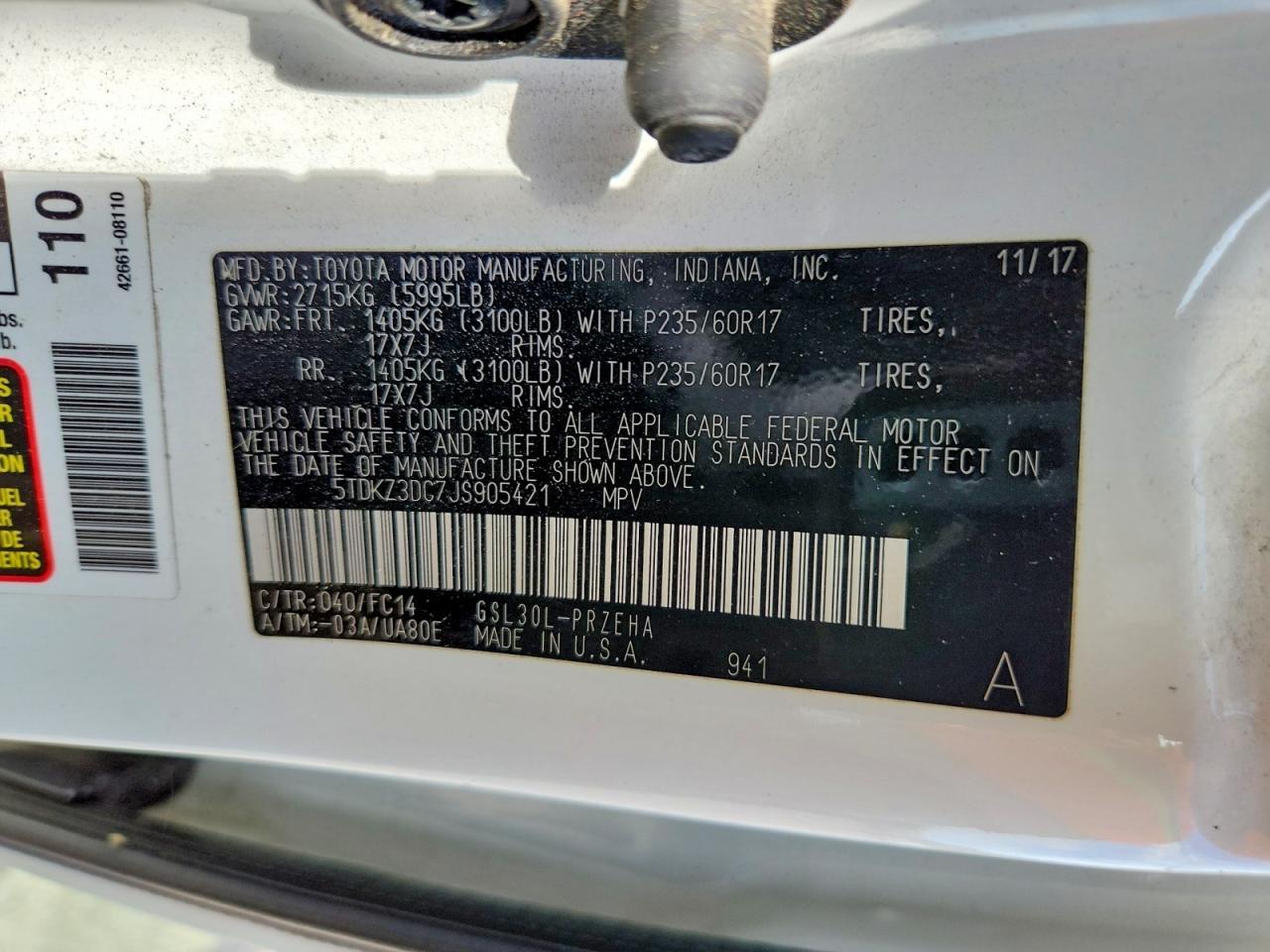 2018 TOYOTA Sieanna