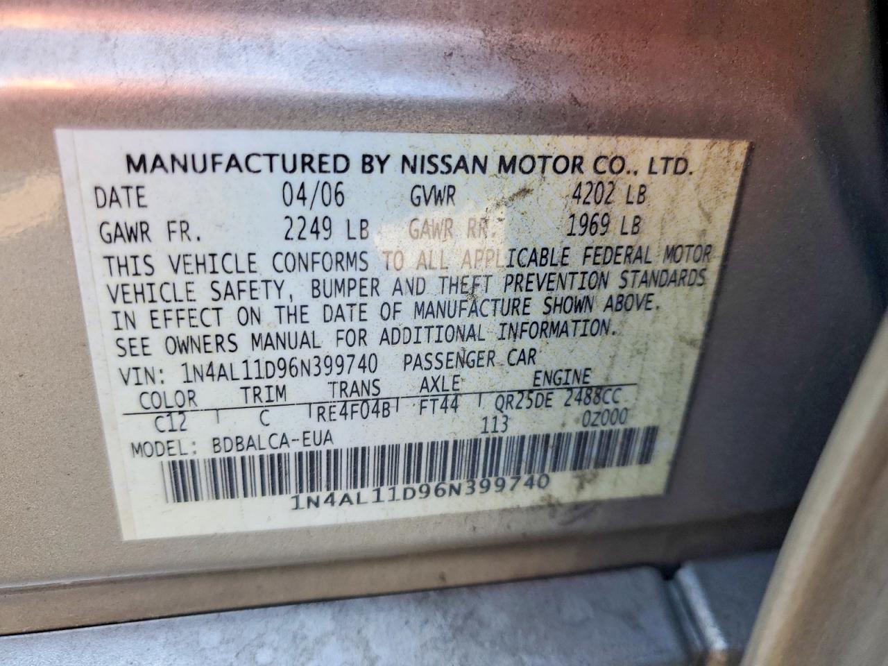 2006 NISSAN ALTIMA
