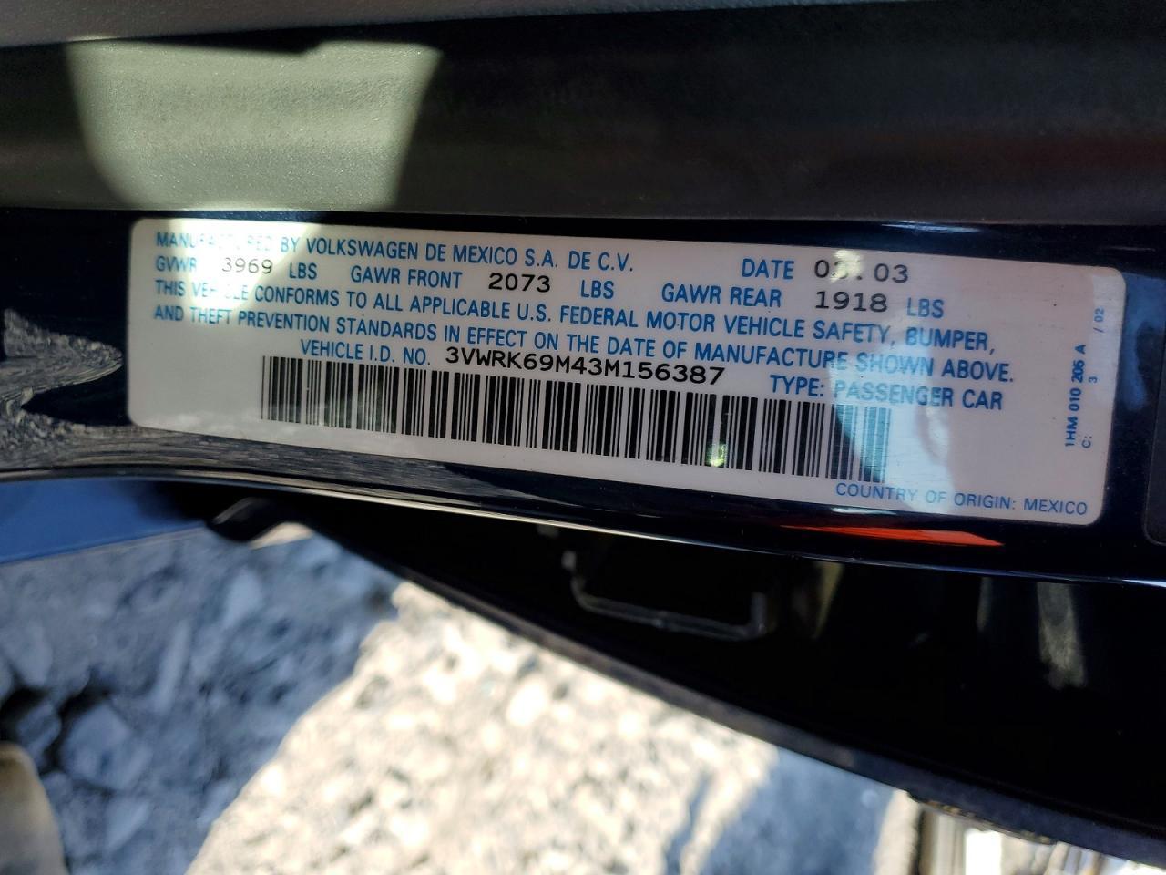 2003 VOLKSWAGEN JETTA