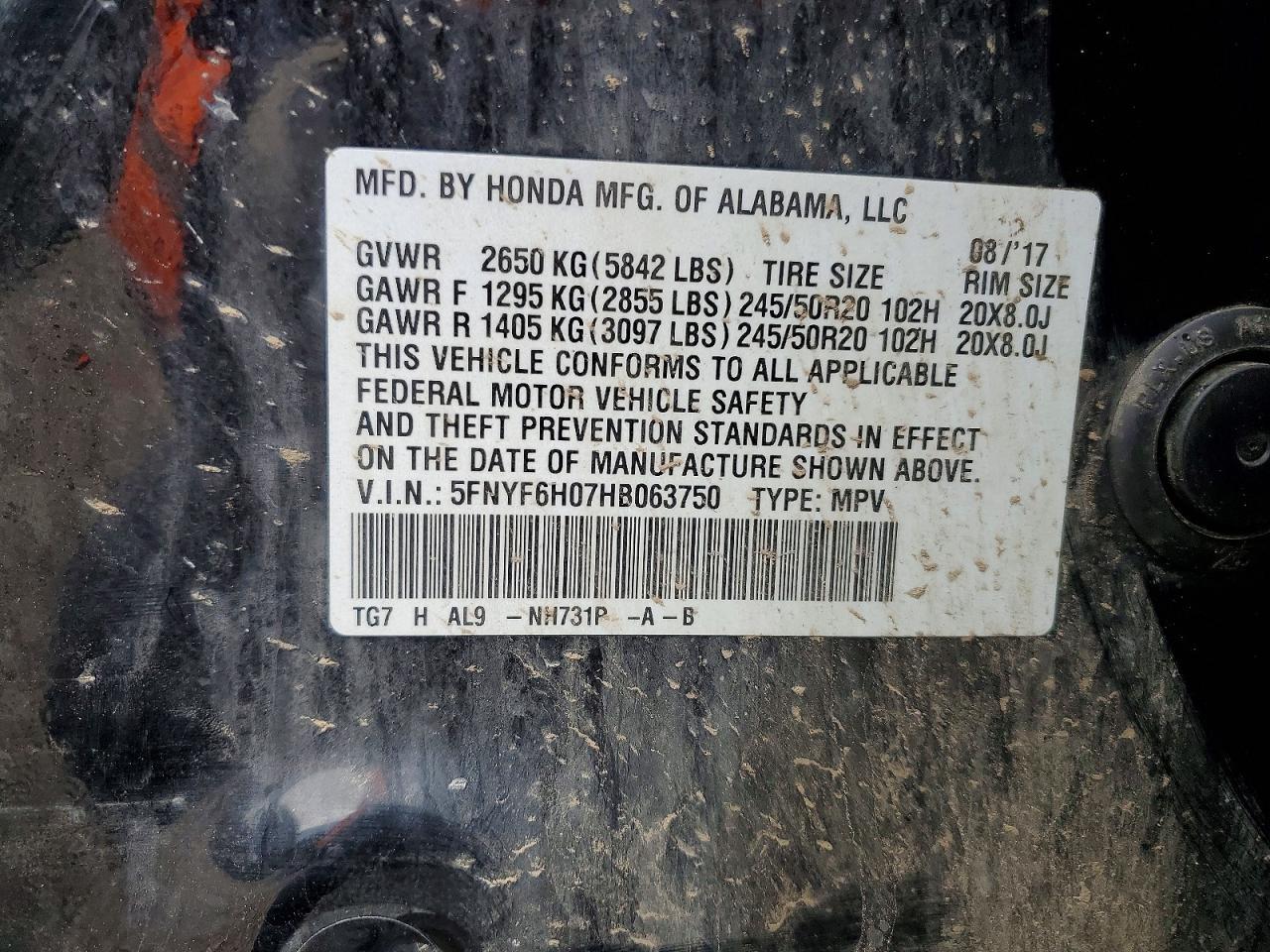 2017 HONDA PILOT