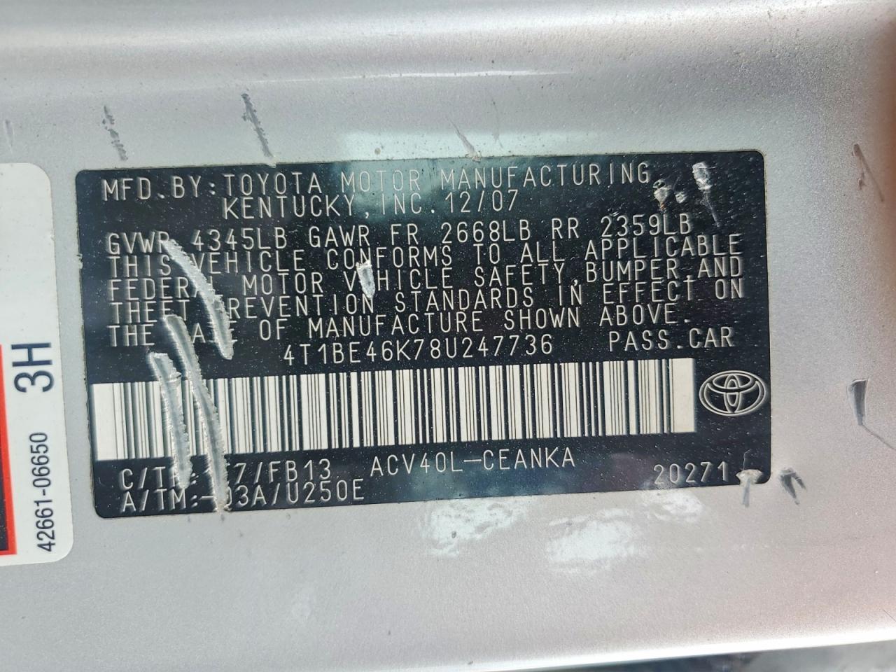 2008 TOYOTA CAMRY