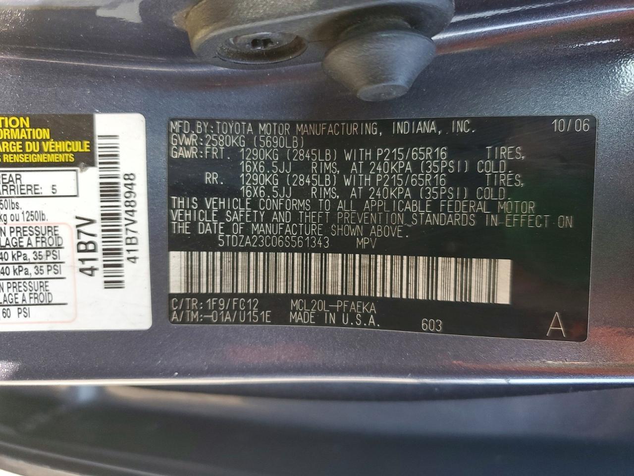 2006 TOYOTA SIENNA