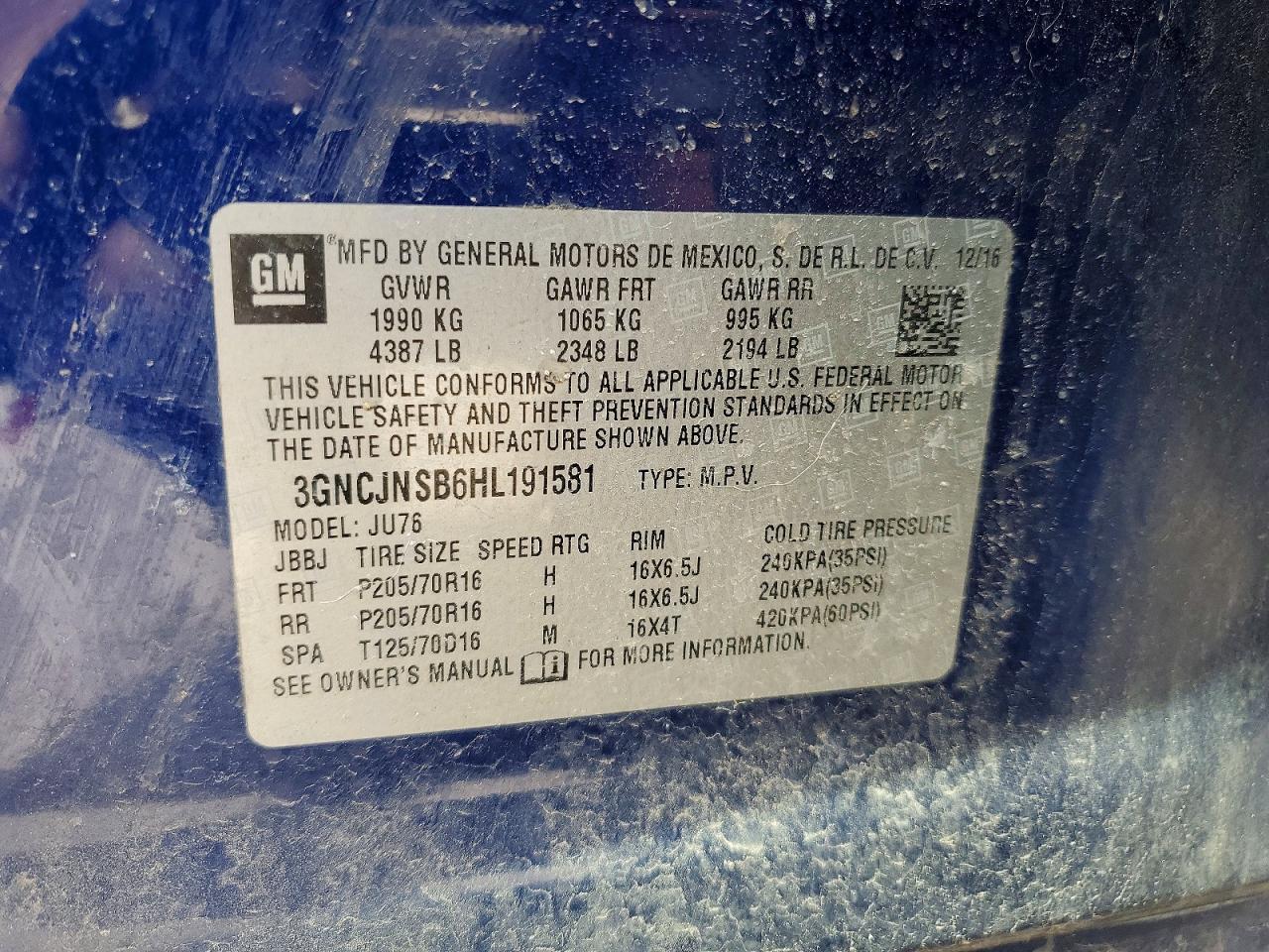 2017 CHEVROLET TRAX