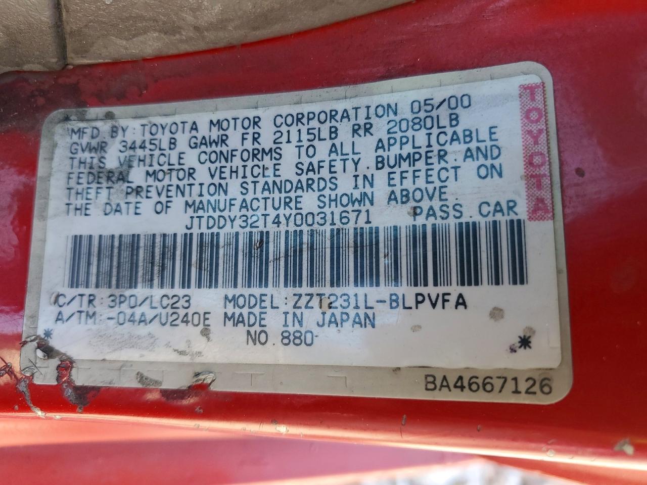 2000 TOYOTA Celica