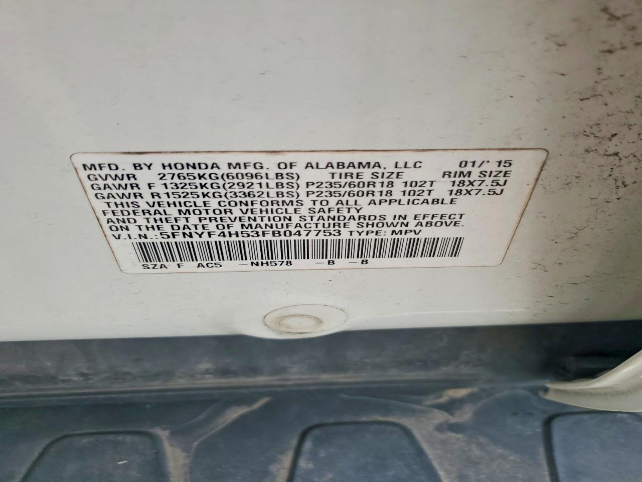 2015 HONDA PILOT