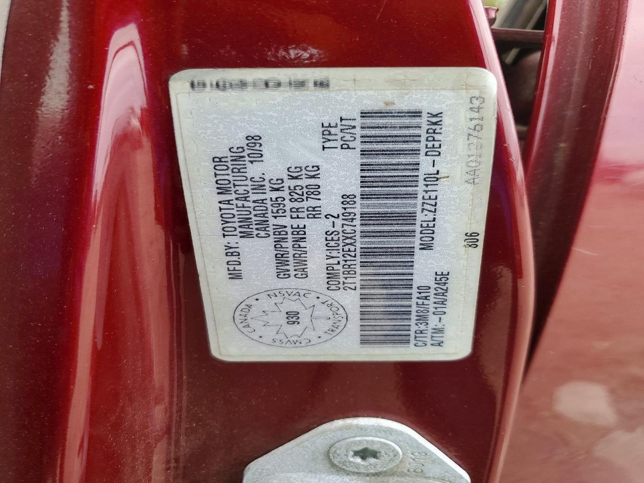 1999 TOYOTA COROLLA