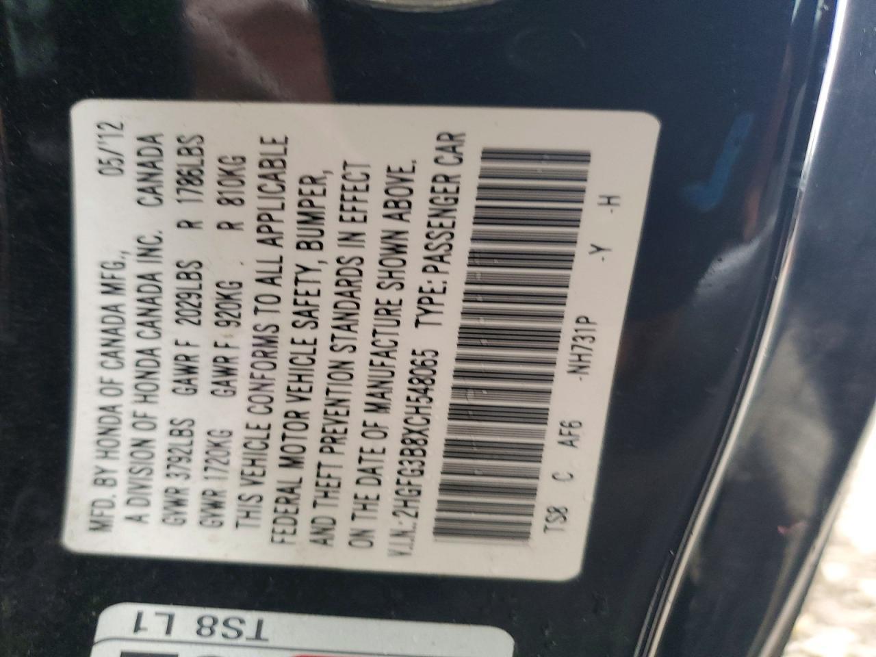 2012 HONDA CIVIC