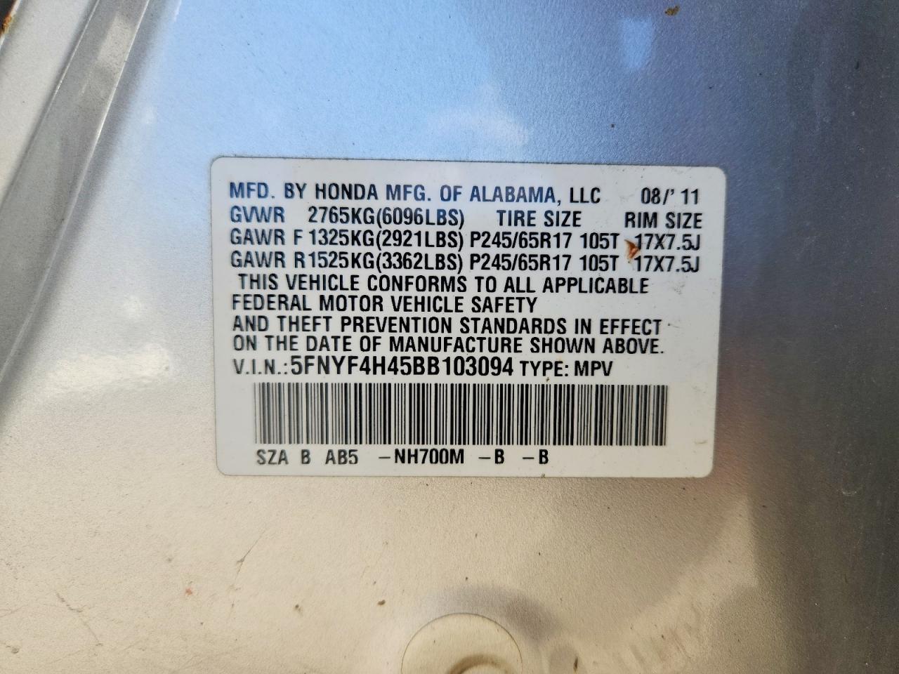 2011 HONDA PILOT