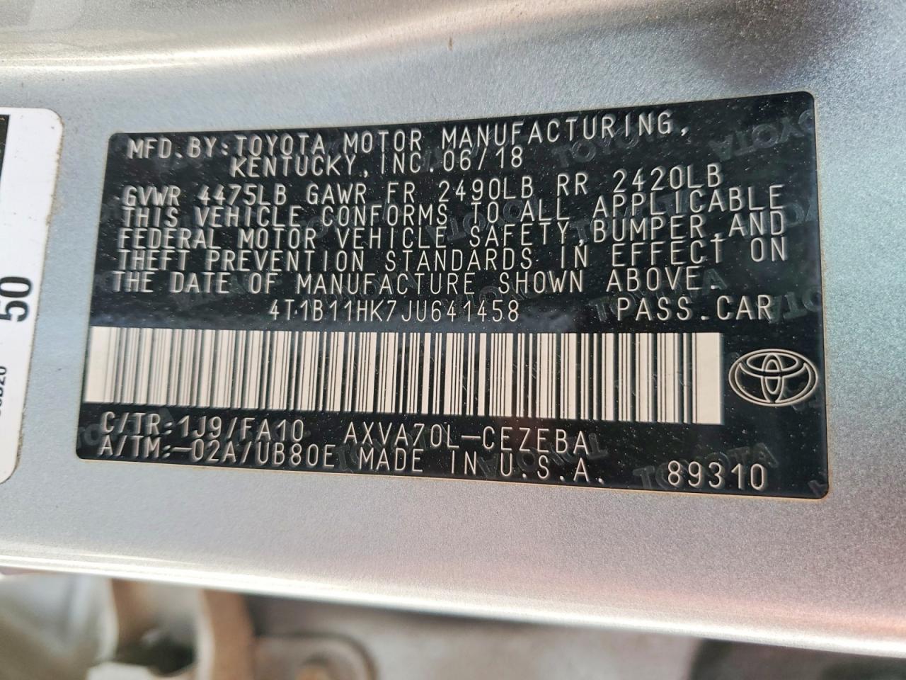 2018 TOYOTA CAMRY