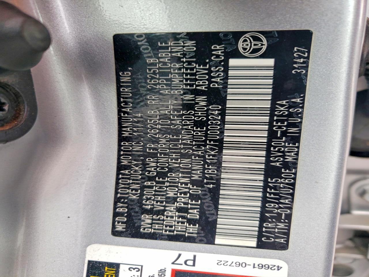 2015 TOYOTA CAMRY