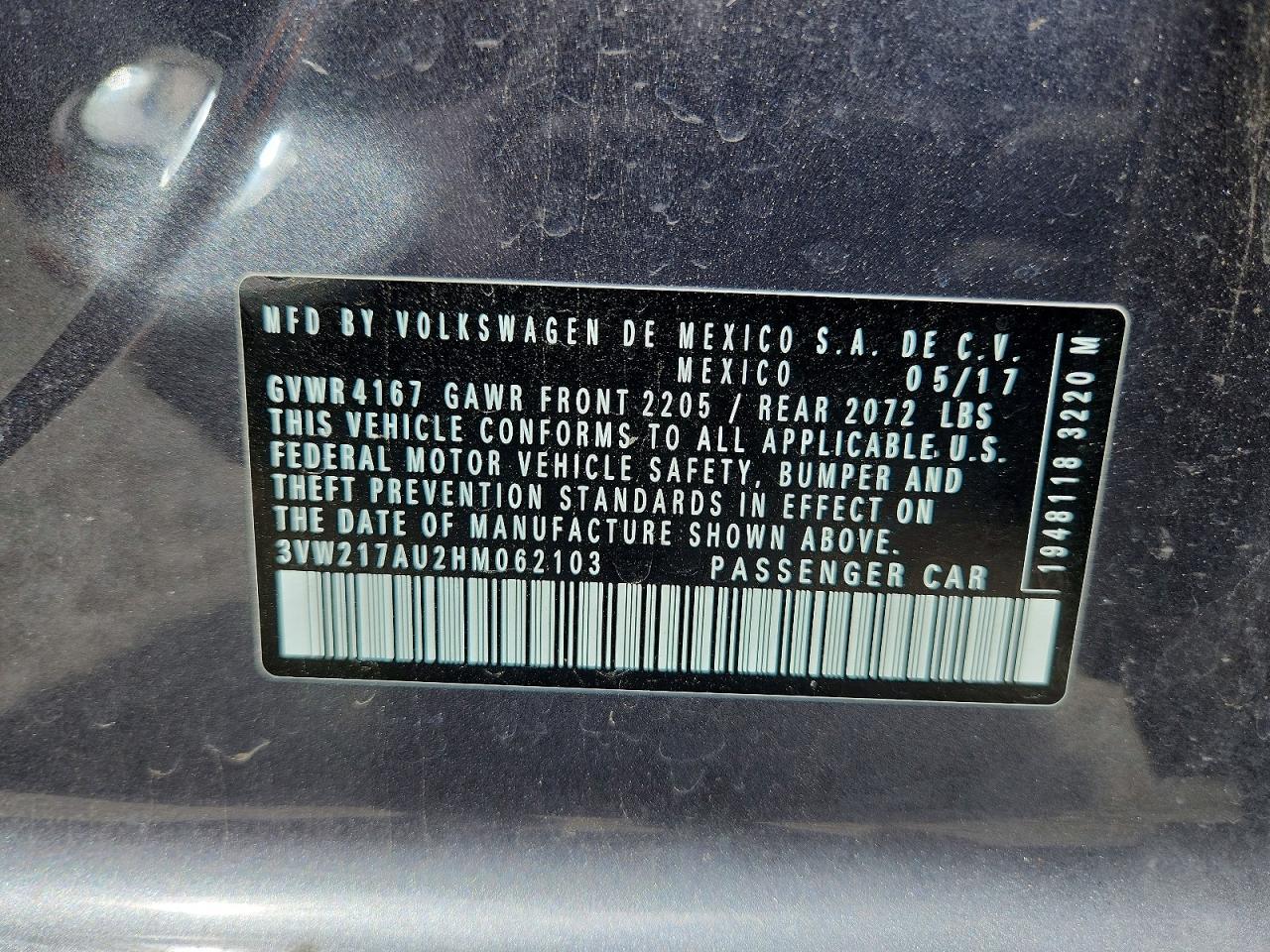 2017 VOLKSWAGEN GOLF
