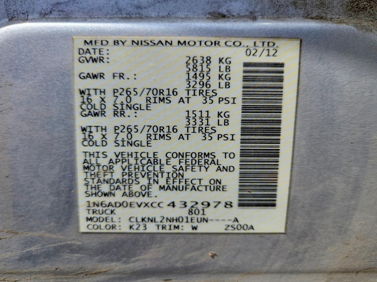 2012 NISSAN Frontier