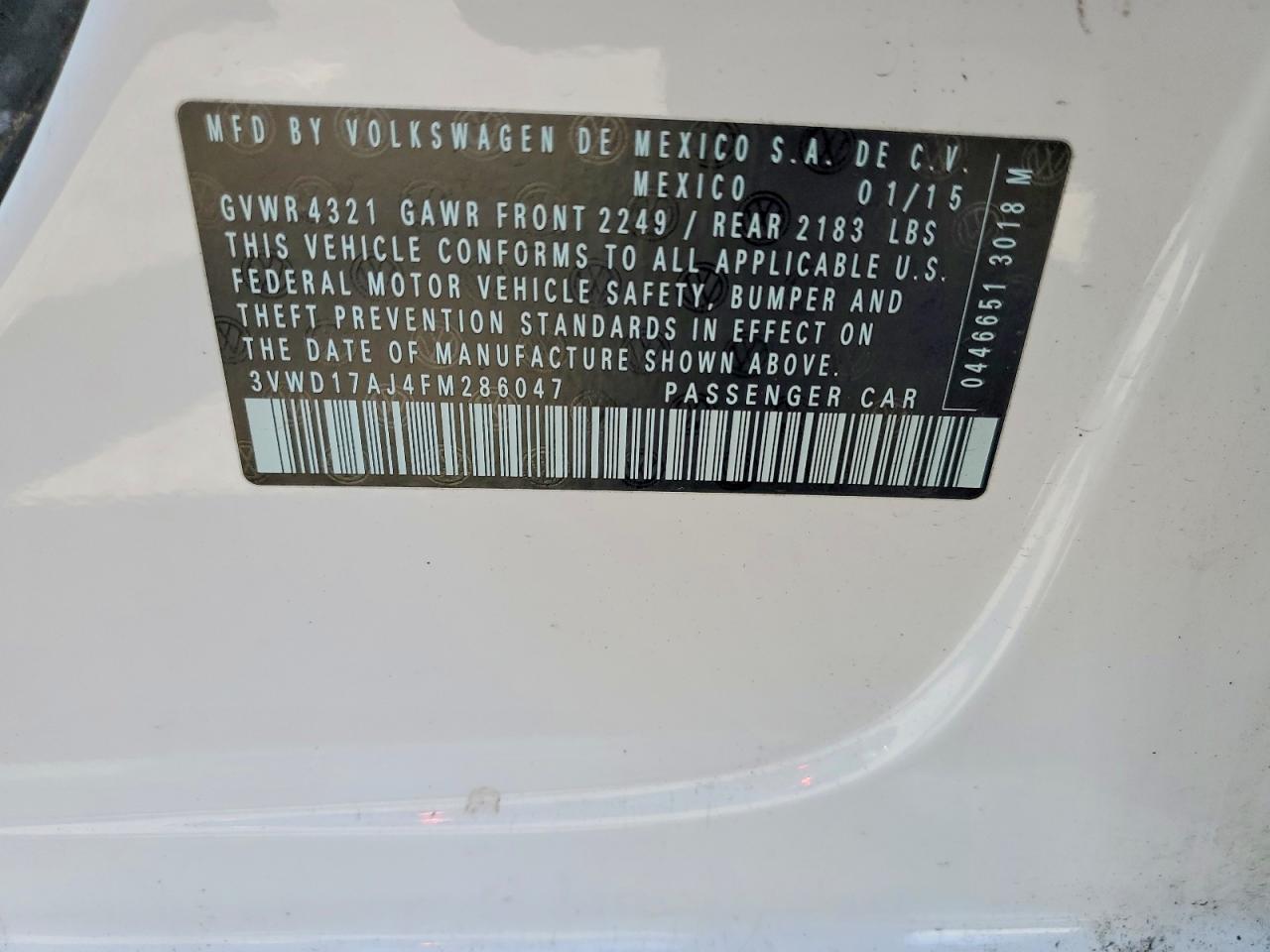 2015 VOLKSWAGEN JETTA