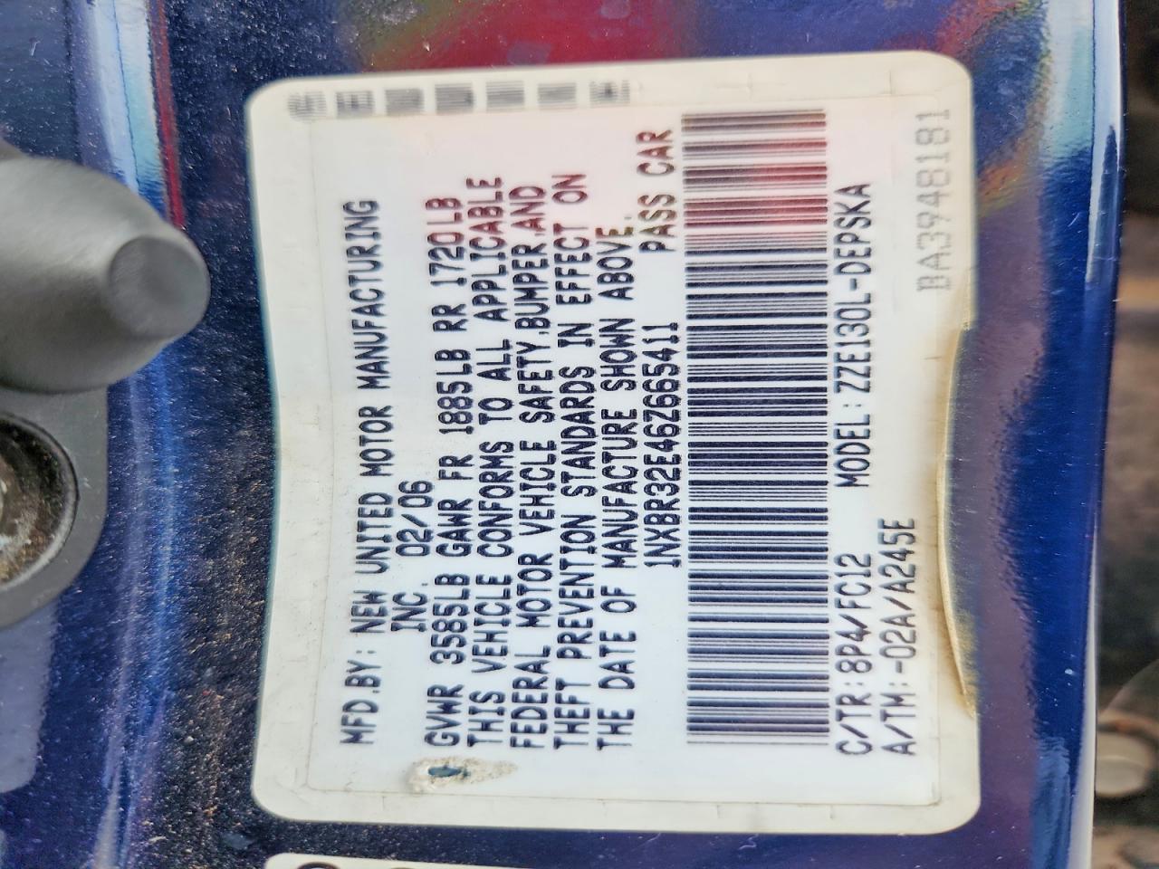 2006 TOYOTA COROLLA