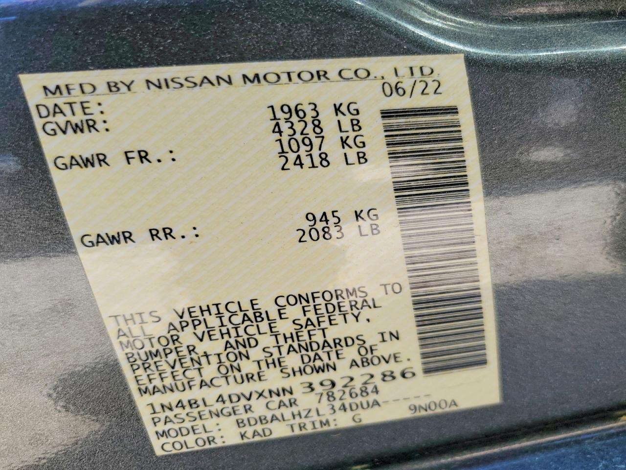 2022 NISSAN ALTIMA