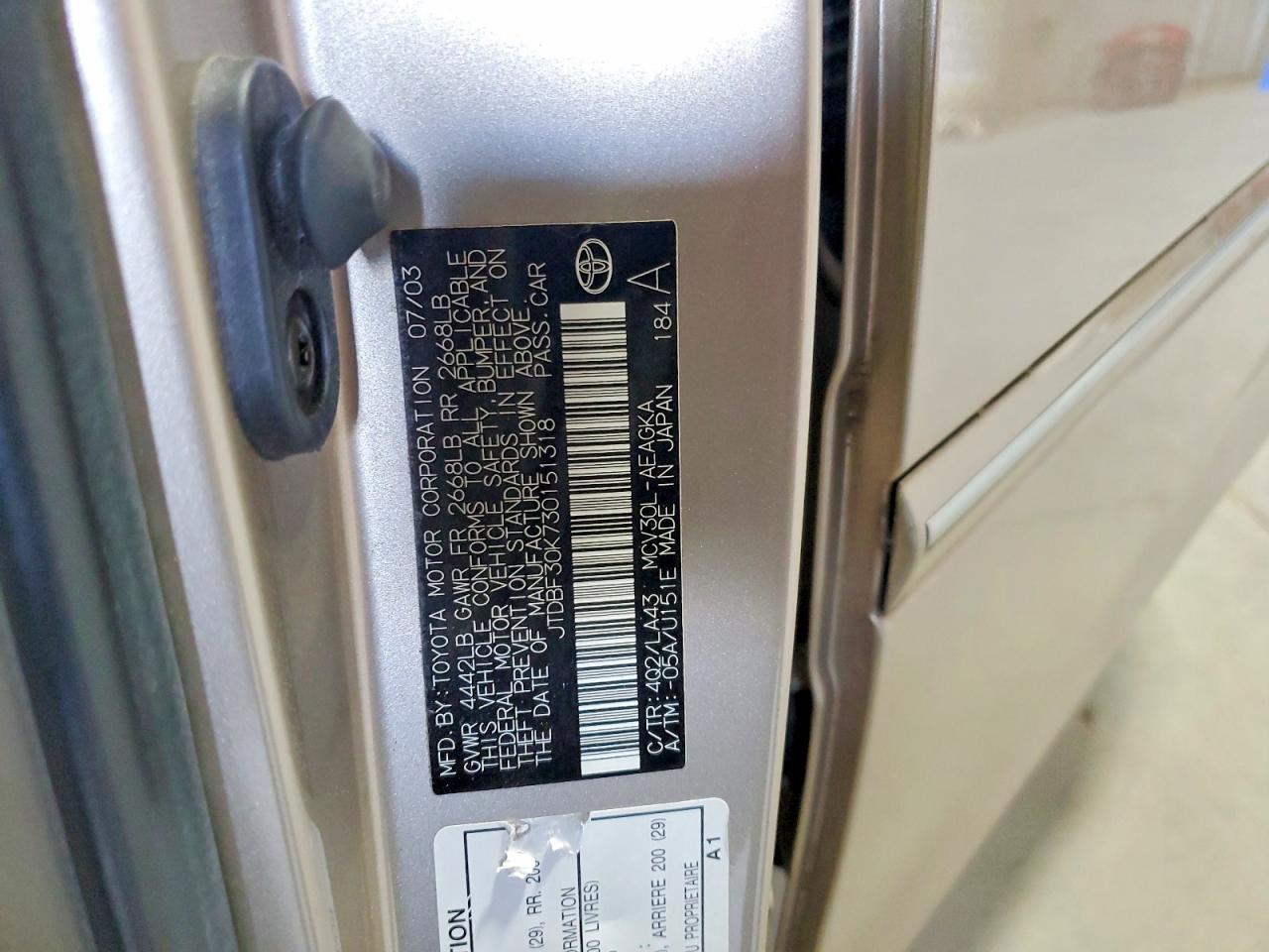 2003 TOYOTA CAMRY