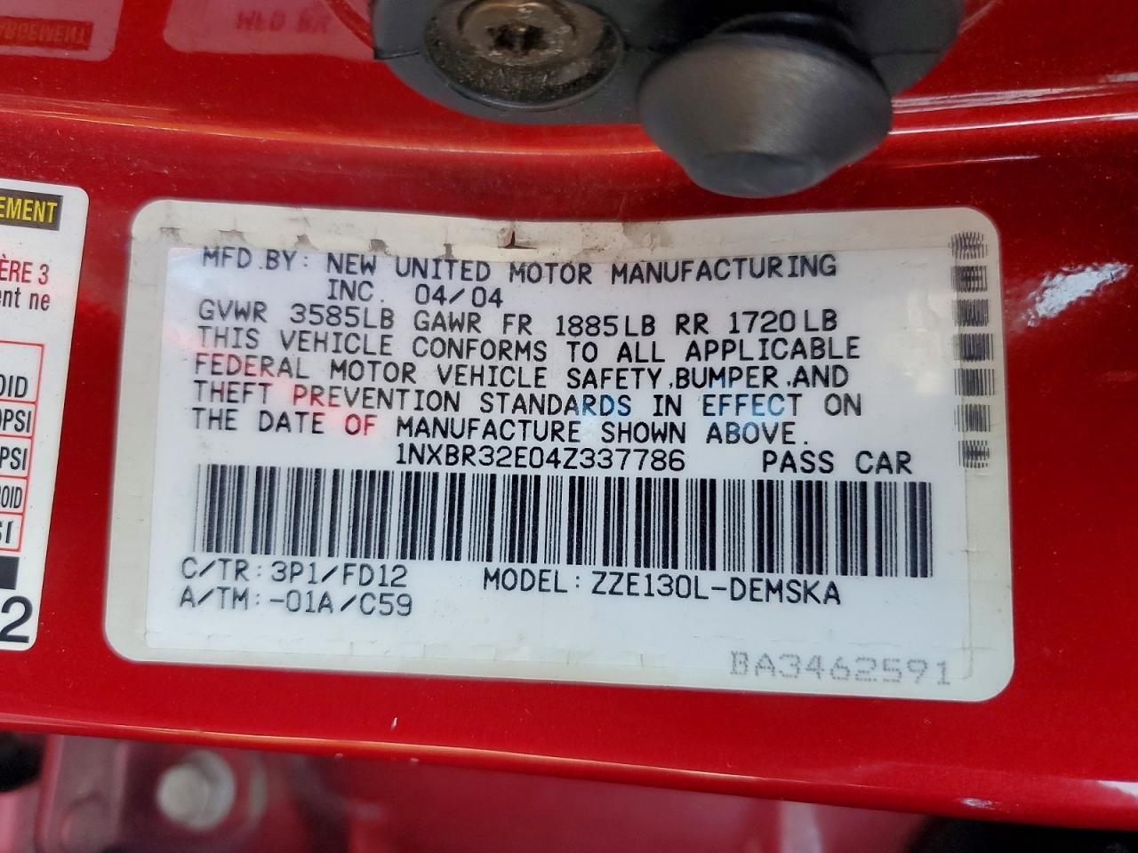 2004 TOYOTA COROLLA