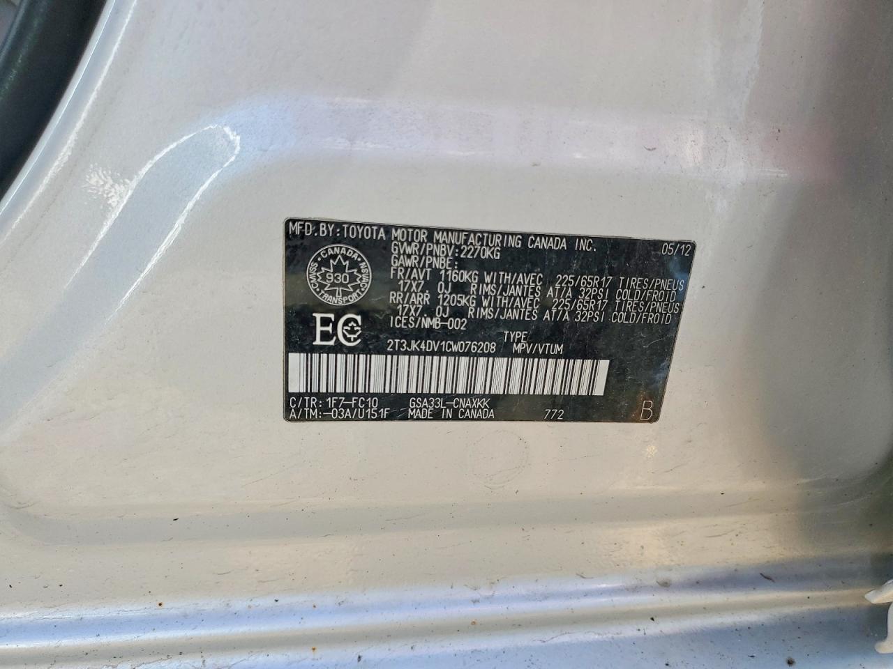 2012 TOYOTA RAV4