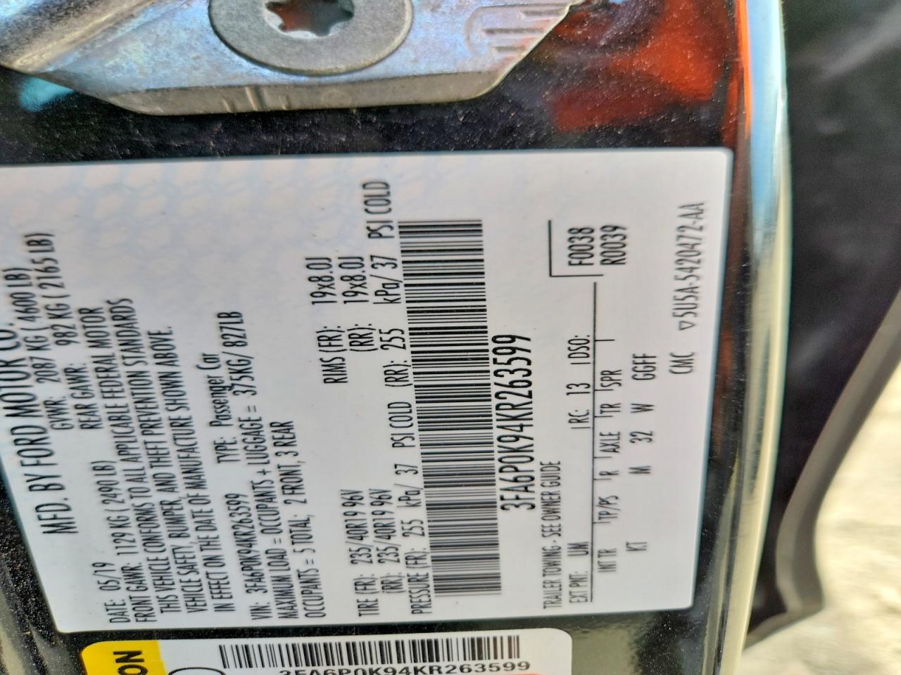 2019 FORD FUSION