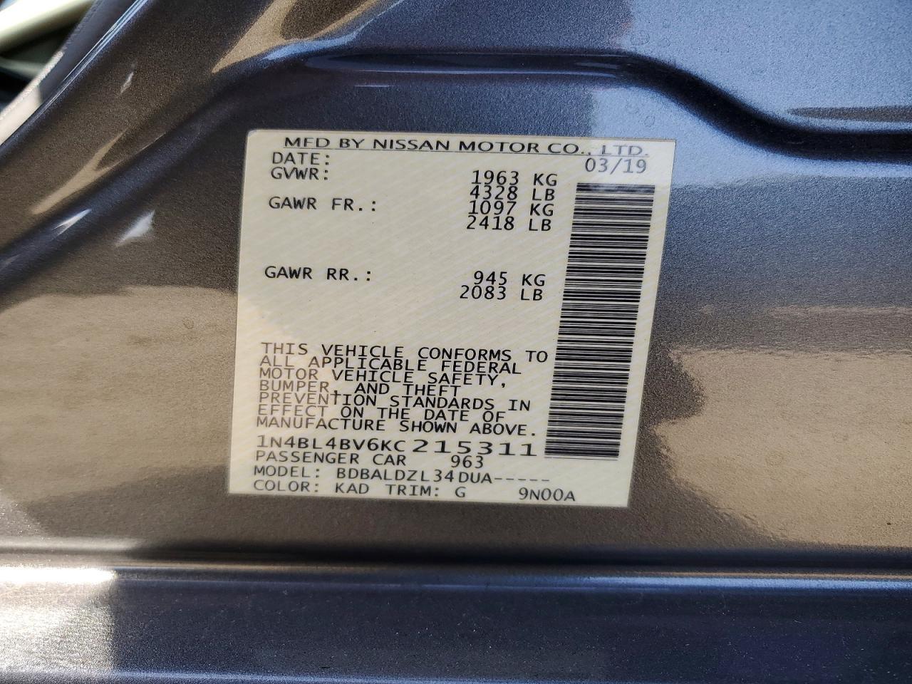 2019 NISSAN ALTIMA