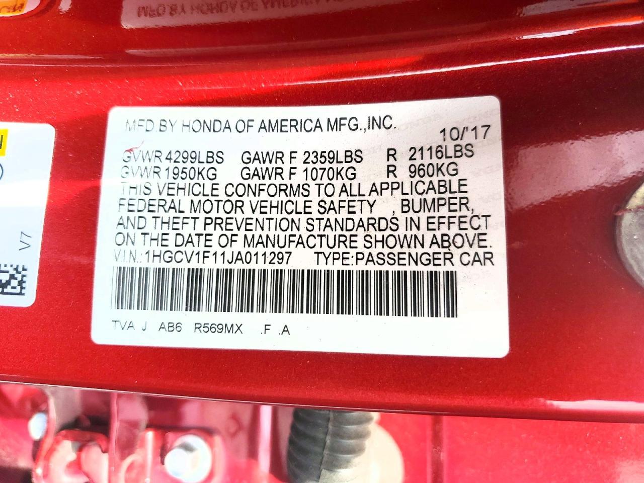 2018 HONDA ACCORD