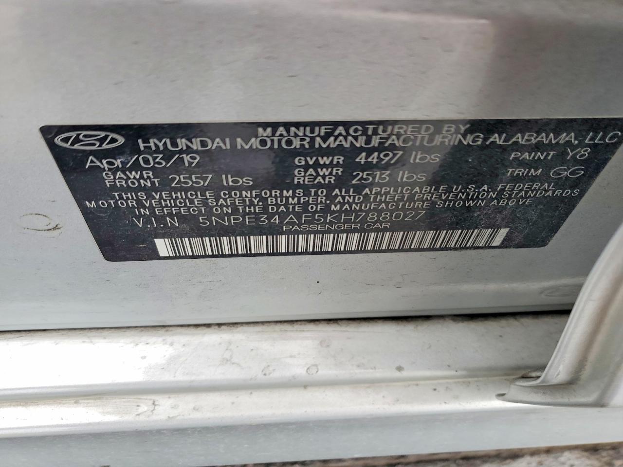 2019 HYUNDAI SONATA
