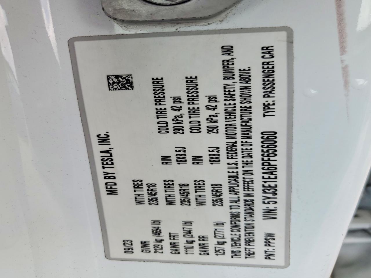 2023 TESLA MODEL 3