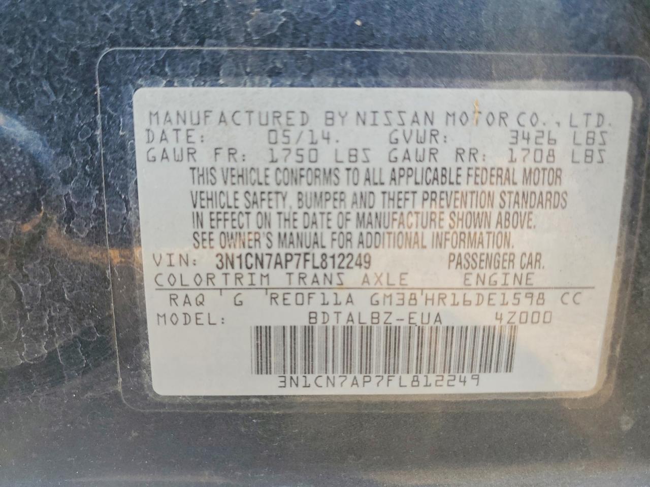 2015 NISSAN VERSA