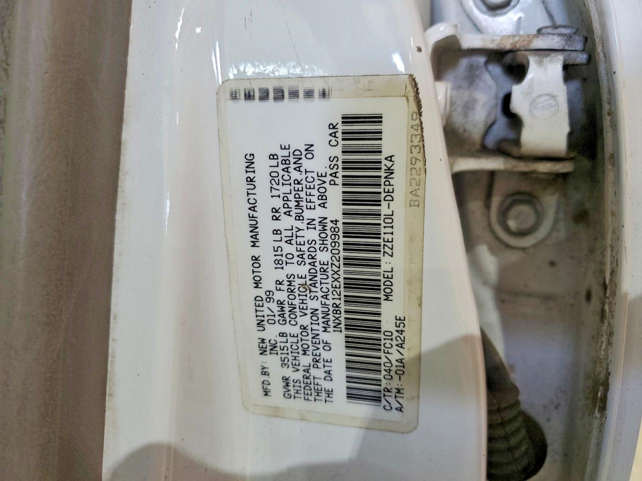 1999 TOYOTA COROLLA