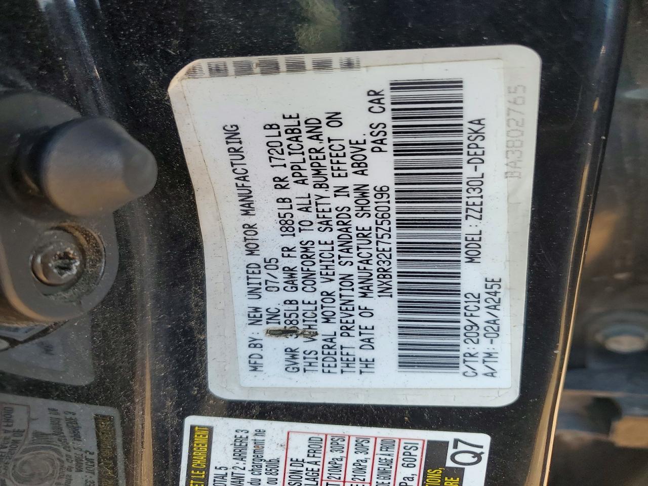 2005 TOYOTA COROLLA
