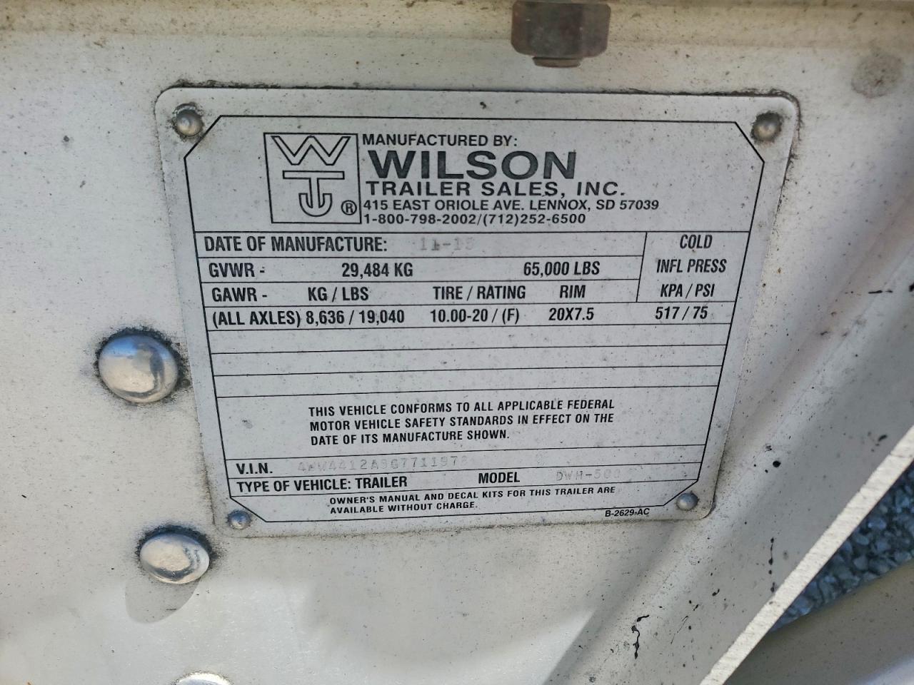 2016 Wilson Dwh500