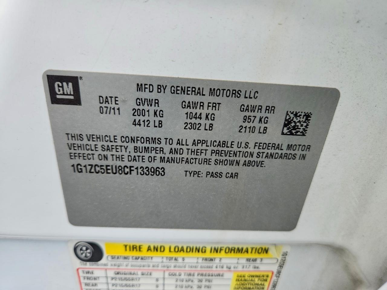 2012 CHEVROLET MALIBU
