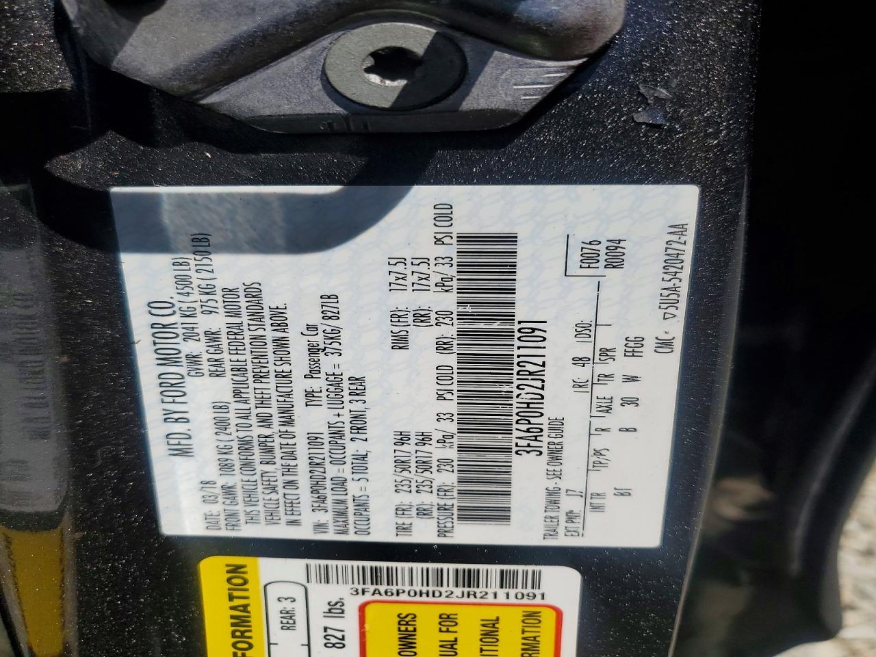 2018 FORD FUSION