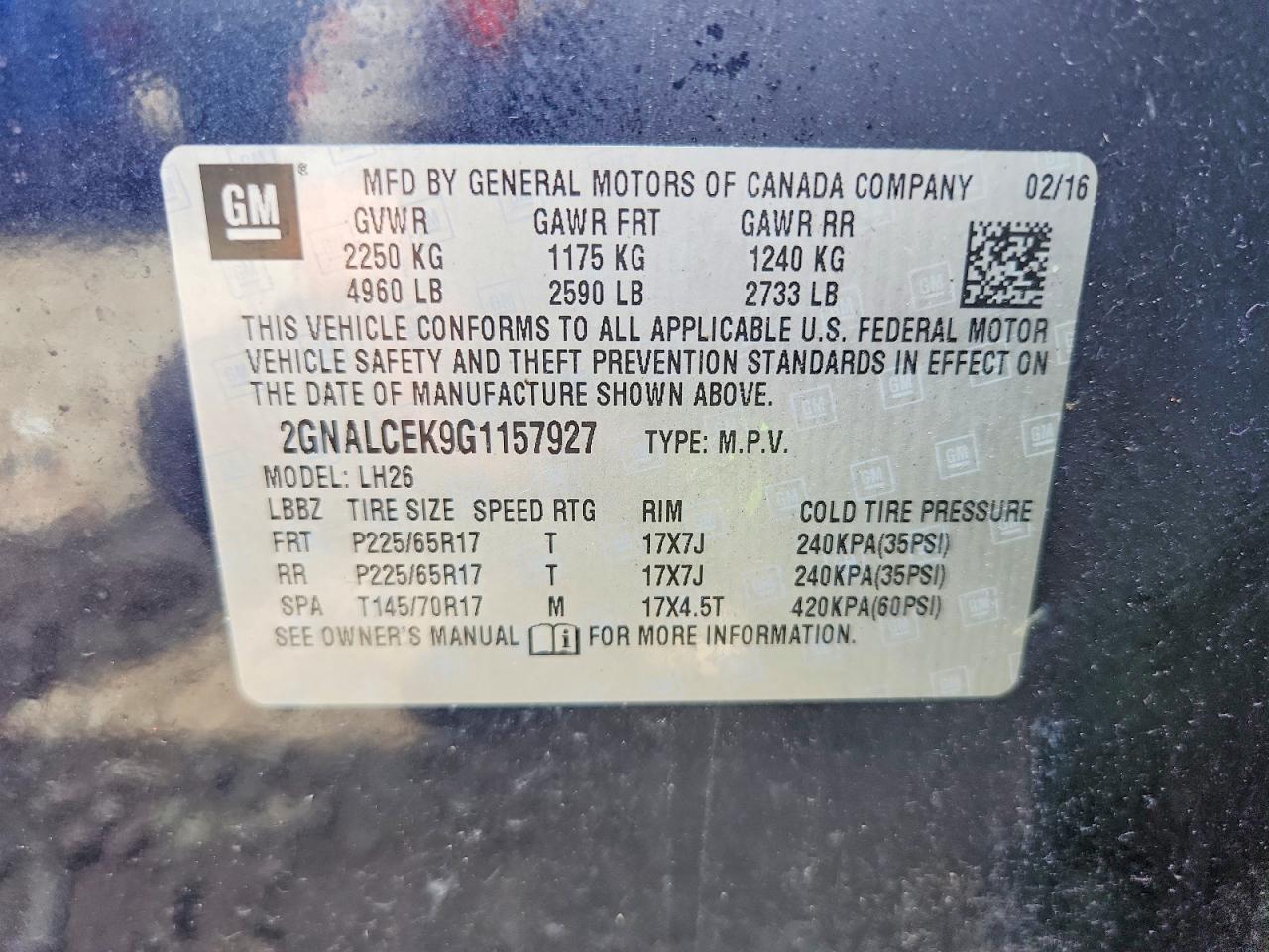 2016 CHEVROLET EQUINOX