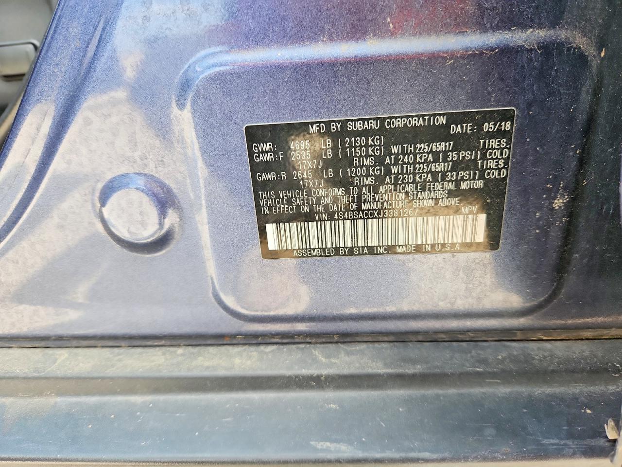 2018 SUBARU Outback