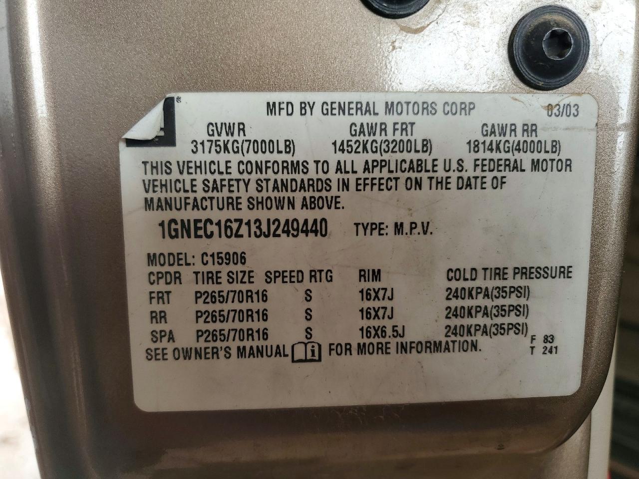 2003 CHEVROLET Suburban