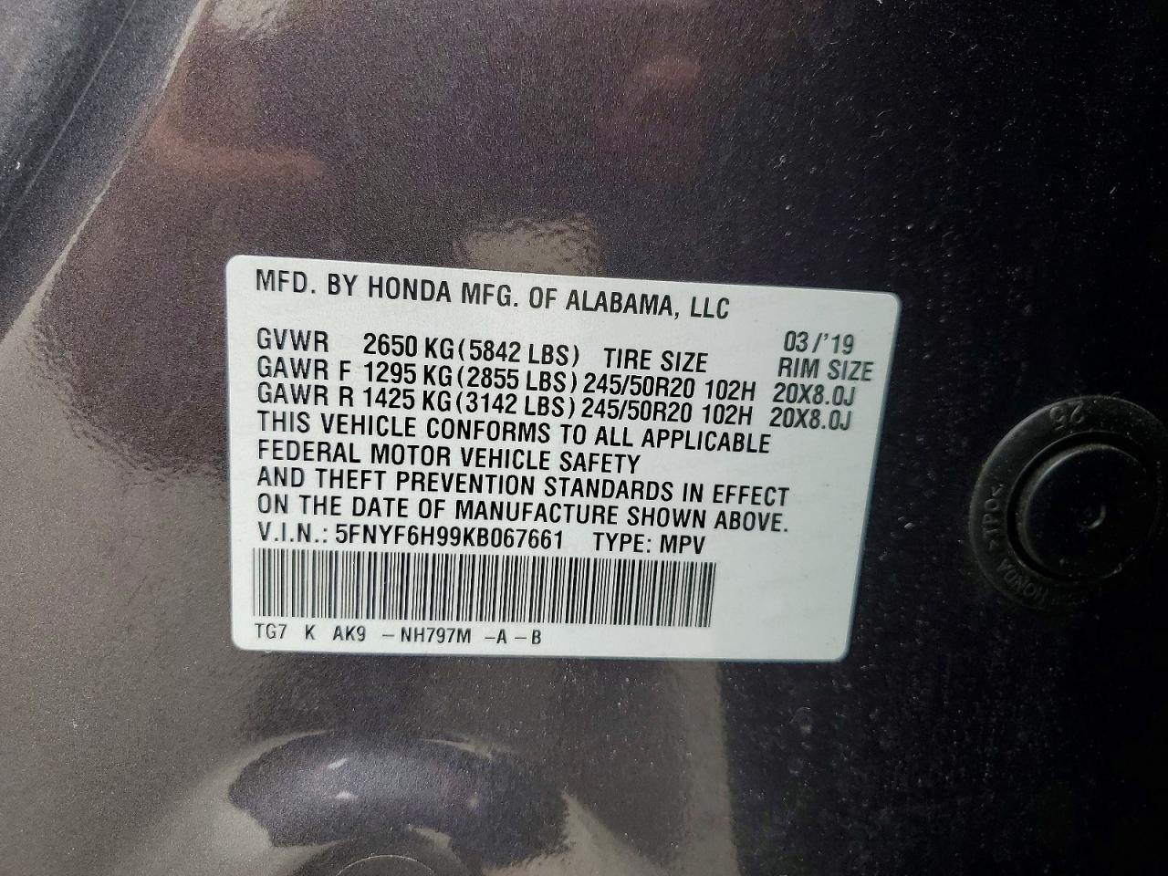 2019 HONDA PILOT