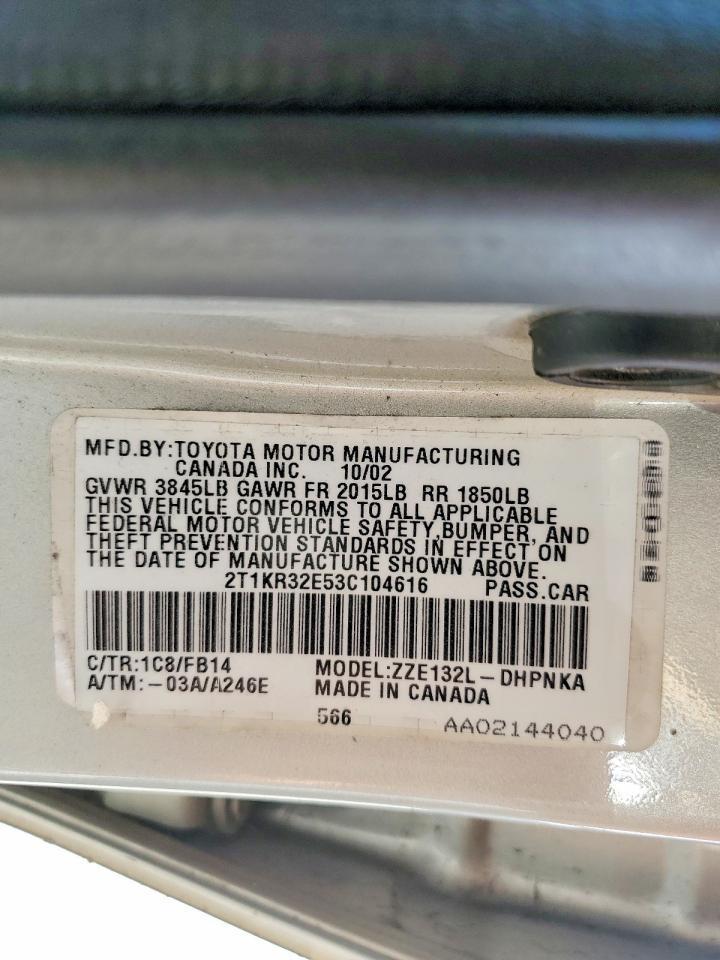 2003 TOYOTA COROLLA