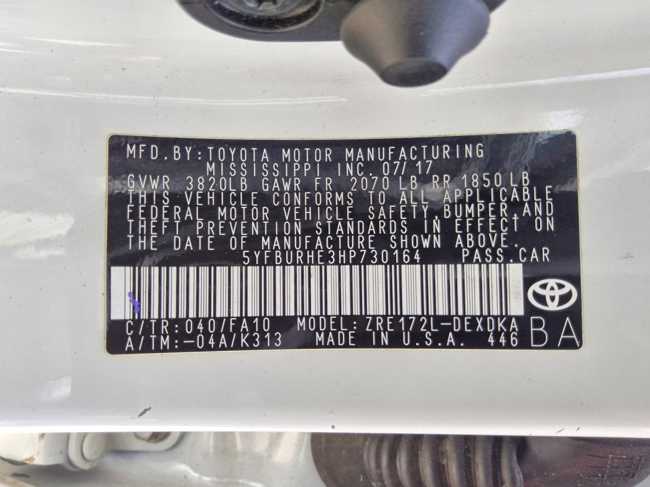 2017 TOYOTA COROLLA