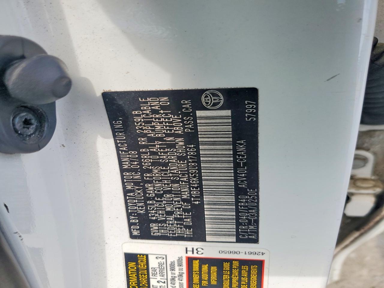 2009 TOYOTA CAMRY
