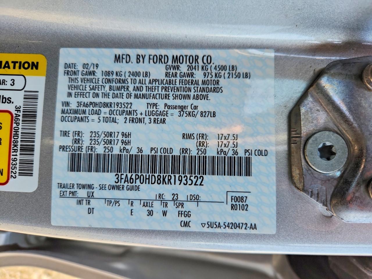 2019 FORD FUSION