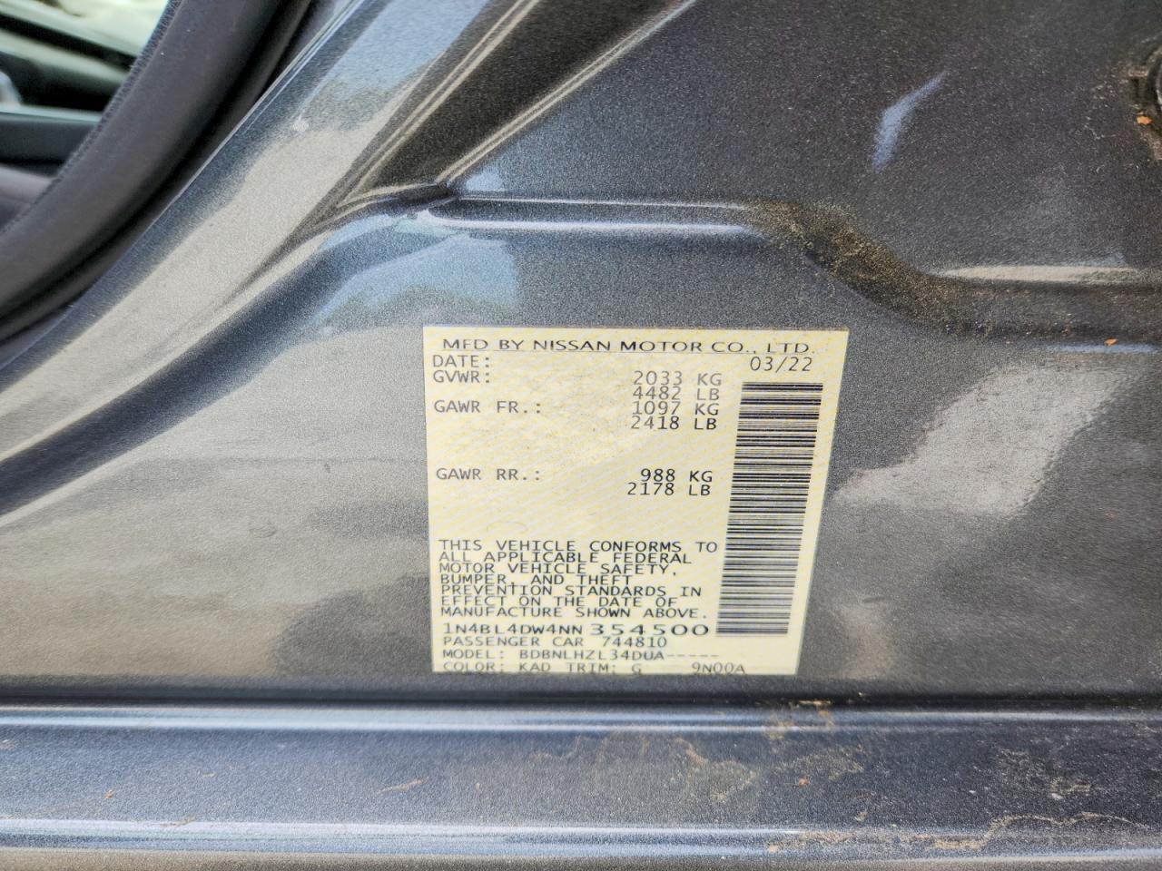 2022 NISSAN ALTIMA