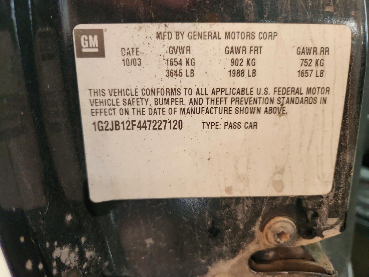 2004 PONTIAC SUNFIRE