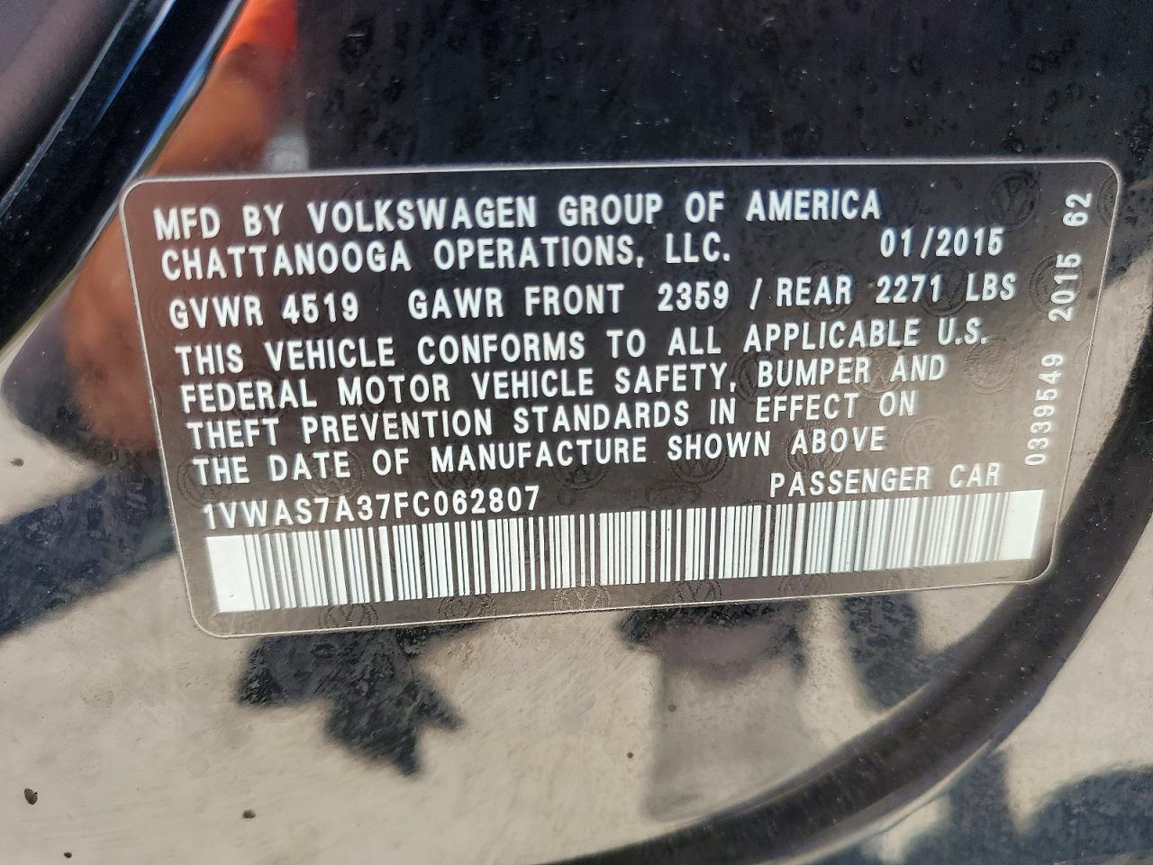2015 VOLKSWAGEN Passat
