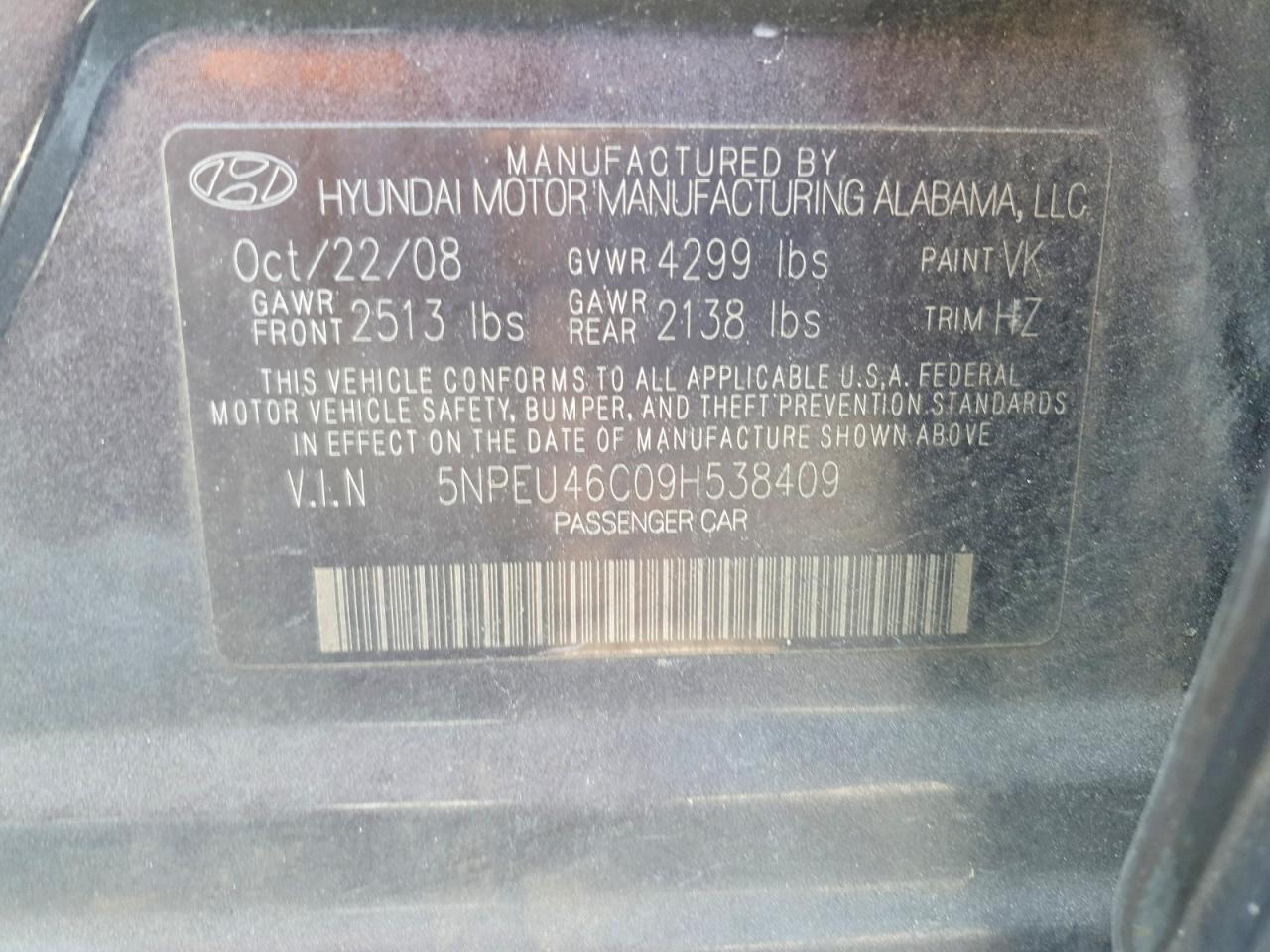 2009 HYUNDAI SONATA